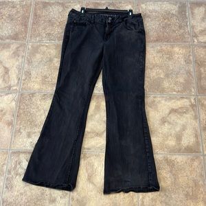 NWOT American Eagle black high waist stretch womens artist jeans flared size 14